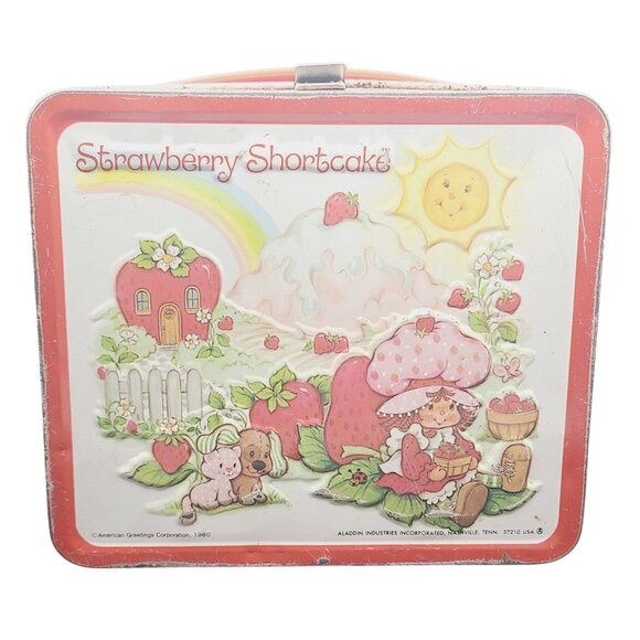 Aladdin Strawberry Shortcake Collectible Metal Lunch Box Tin & Thermos 1980 VTG - Picture 6 of 16